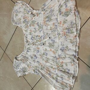 Hippie Rose Floral Blouse in Cream and Orange